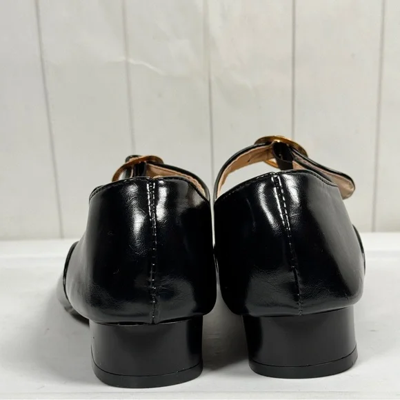 Black Faux Leather Mary Janes Retro Buckle Shoes Dance Costume Classic 42/US 10 - Picture 7 of 8